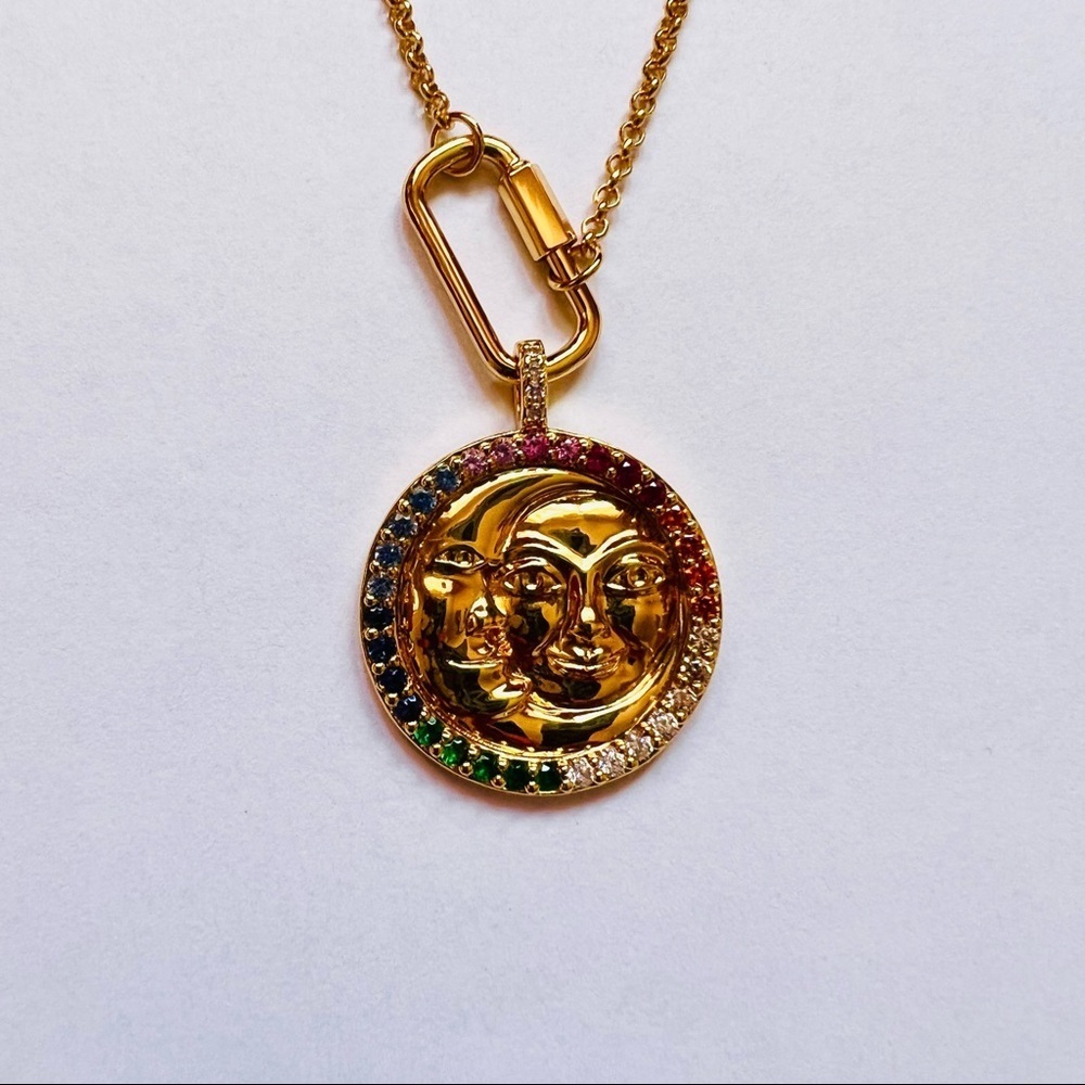 New! CELESTE STARRE Bali Moon Sun 18K Gold Plated Necklace - Picture 5 of 8